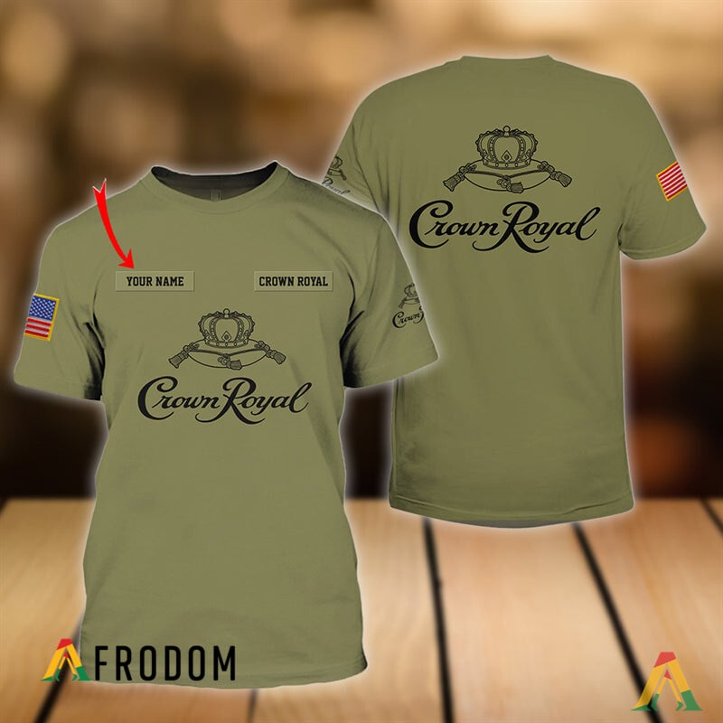 Personalized Military Green Crown Royal 3d T-shirt, Crown Royal Logo Camo Green 3d T-shirt, Crown Royal Whisky Camo Green Unisex T-shirt