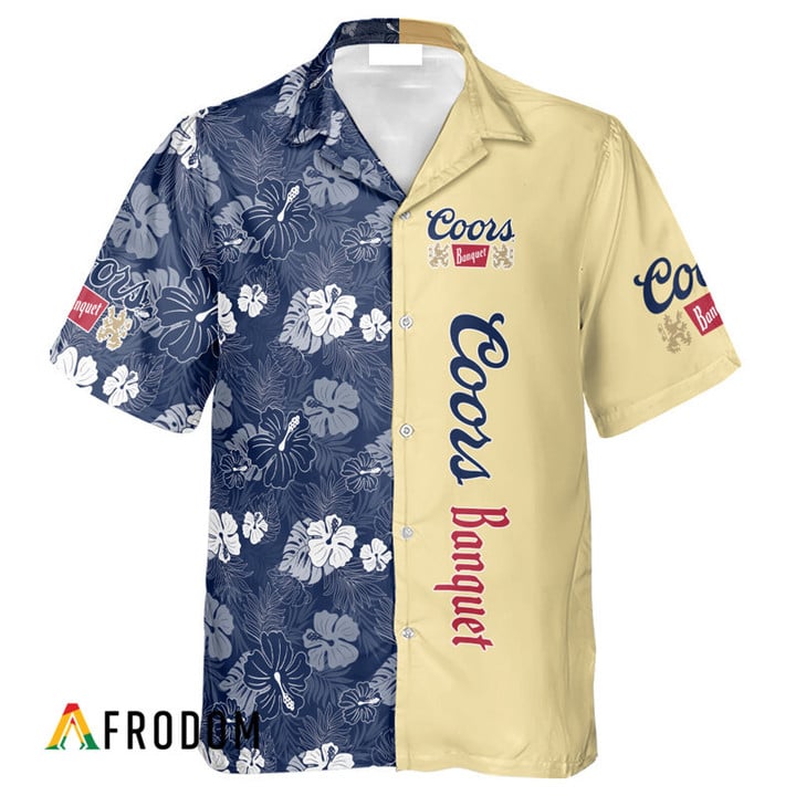 Tropical Floral Coors Banquet Split Hawaiian Shirt, Coors Banquet Aloha Button-up Short Sleeve Shirt, Coors Banquet Men Casual Hawaiian Shirt