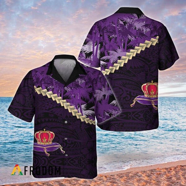 Purple Palm Tree Blend Polynesian Crown Royal Hawaiian Shirt, Crown Royal Button Down Aloha Shirt, Crown Royal Polynesian Hawaiian Shirt