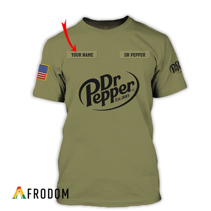 Personalized Military Green Dr.pepper 3d T-shirt, Dr.pepper Logo Camo Green 3d T-shirt, Dr.pepper Camo Green Unisex T-shirt