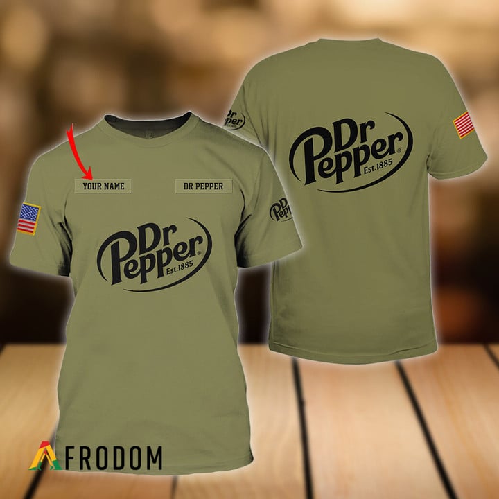 Personalized Military Green Dr.pepper 3d T-shirt, Dr.pepper Logo Camo Green 3d T-shirt, Dr.pepper Camo Green Unisex T-shirt