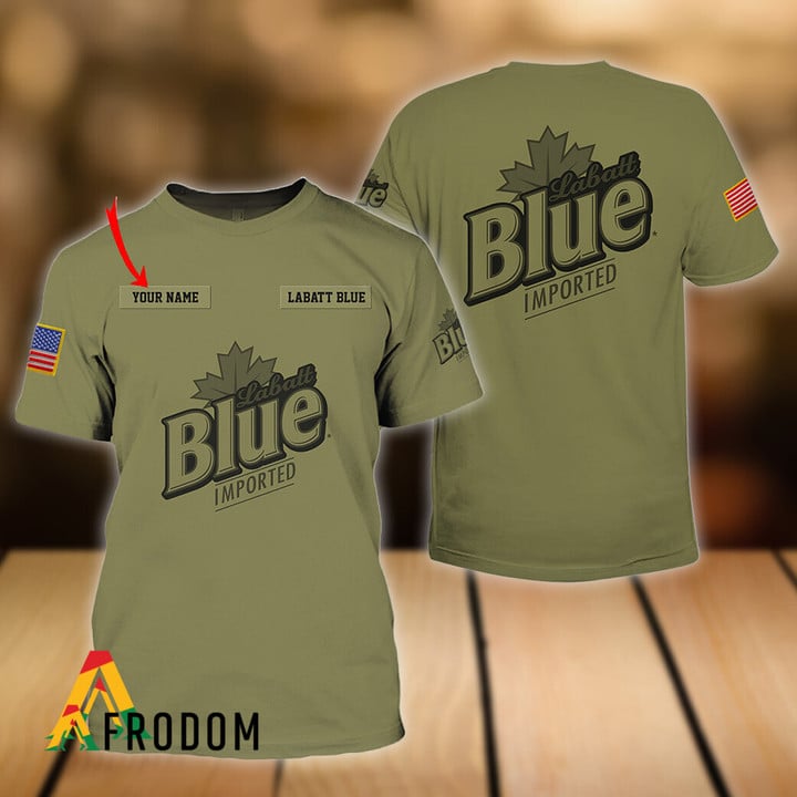 Personalized Military Green Labatt Blue Beer 3d T-shirt, Labatt Blue Logo Camo Green 3d T-shirt, Labatt Blue Beer Camo Green Unisex T-shirt