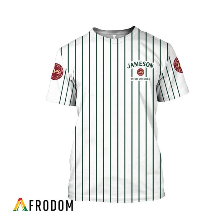 Jameson White Green Striped 3d T-shirt, Jameson Whiskey All Over Printed 3d T-shirt, Jameson Whiskey Unisex 3d T-shirt