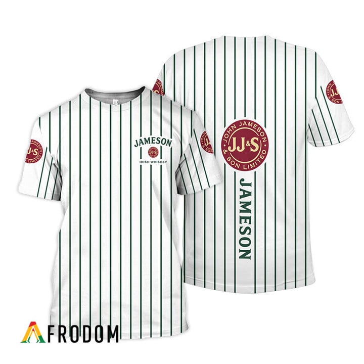 Jameson White Green Striped 3d T-shirt, Jameson Whiskey All Over Printed 3d T-shirt, Jameson Whiskey Unisex 3d T-shirt