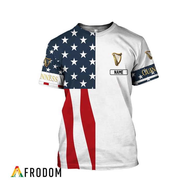 Personalized Guinness Beer American Flag 3d T-shirt, Guinness Beer Us Flag All Over Print T-shirt, Guinness Beer Patriotic Unisex 3d T-shirt