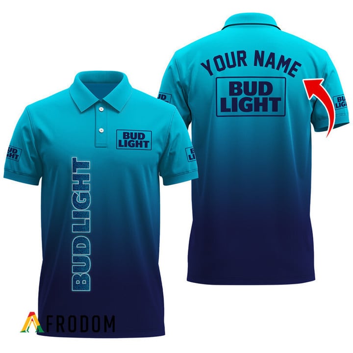Personalized Bud Light Gradient Polo Shirt, Bud Light All Over Print 3d Polo Shirt, Bud Light Beer 3d Men's Polo Shirt
