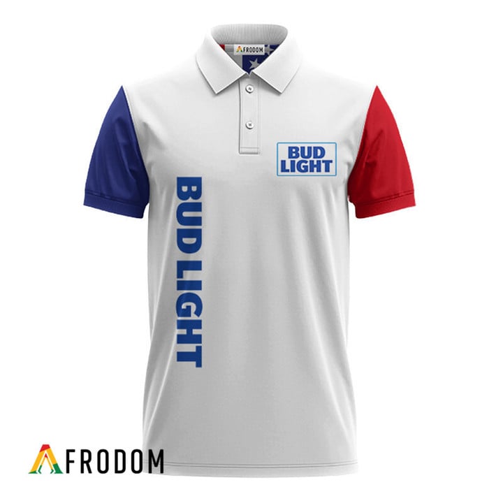 Personalized Bud Light Usa Flag Polo Shirt, Bud Light Fourth Of July Polo Shirt, Bud Light Beer 3d Men's Polo Shirt