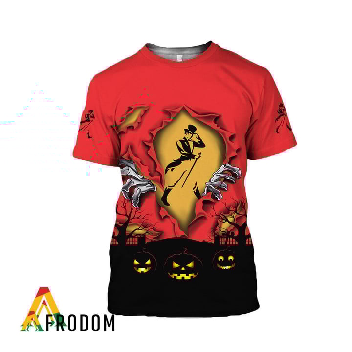 Scary Night Halloween Johnnie Walker Whisky 3d T-shirt, Johnnie Walker All Over Printed 3d T-shirt, Johnnie Walker Logo Print Unisex 3d T-shirt
