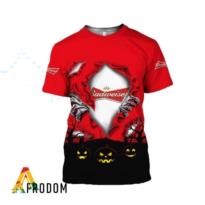 Scary Night Halloween Budweiser Beer 3d T-shirt, Budweiser Beer All Over Print 3d T-shirt, Budweiser Beer Logo Print Unisex 3d T-shirt