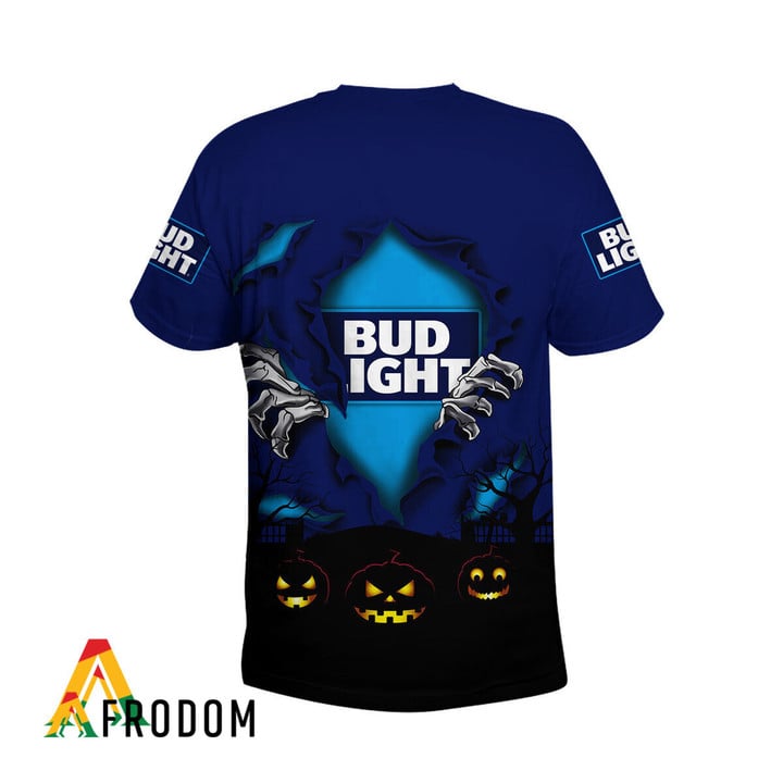 Scary Night Halloween Bud Light Beer 3d T-shirt, Bud Light Beer All Over Print 3d T-shirt, Bud Light Beer Logo Print Unisex 3d T-shirt