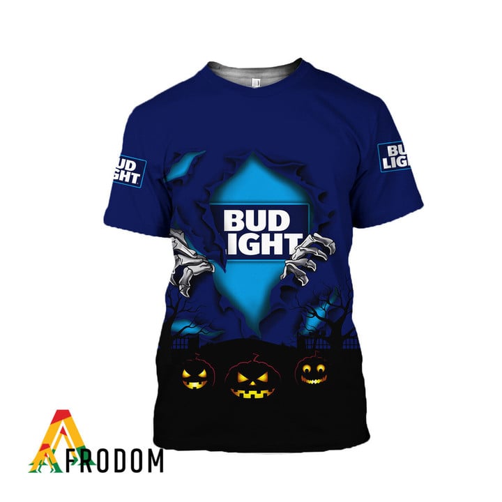 Scary Night Halloween Bud Light Beer 3d T-shirt, Bud Light Beer All Over Print 3d T-shirt, Bud Light Beer Logo Print Unisex 3d T-shirt