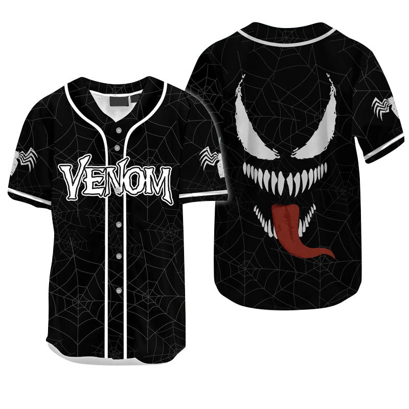Venom Spider Black Baseball Jersey Shirts, Venom Face Baseball Jersey Shirt, Venom 3d Printed Unisex Baseball Jersey, Venom Black Jersey Shirt