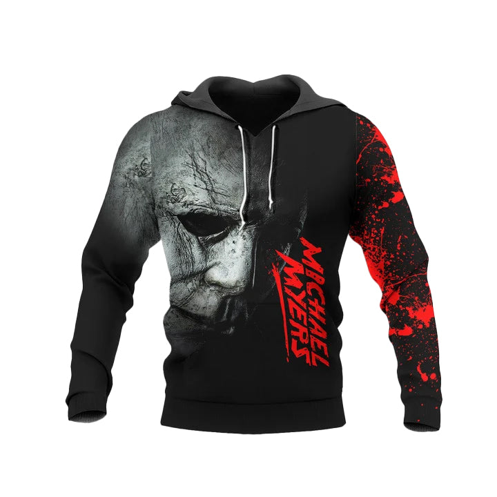 Halloween Scary Michael Myers 3D Hoodie, Michael Myers Pullover Hooded Sweatshirts, Horror Character Michael Myers 3D Printed Hoodies