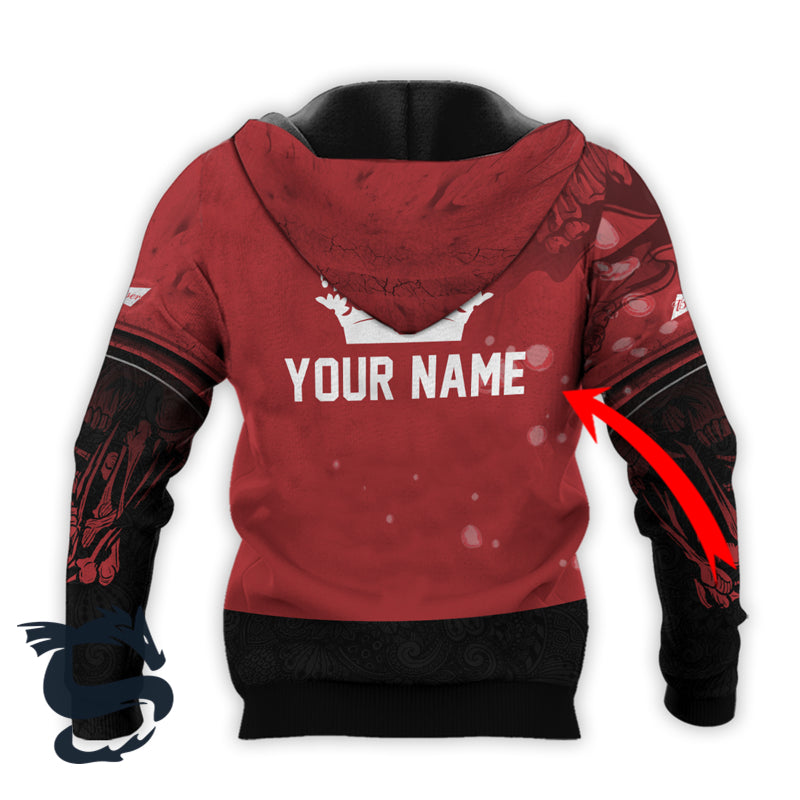 Personalized Budweiser Deer Skull With Mushrooms 3D Hoodie, Budweiser Logo Pullover Hooded Sweatshirt, Budweiser Red Prints 3D Unisex Hoodie