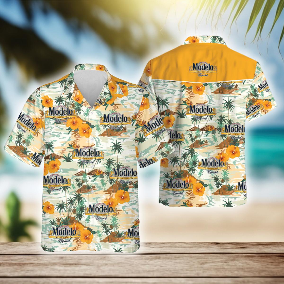 Tropical Island Modelo Especial Beer Hawaiian Shirt, Modelo Especial Beer Aloha Summer Beach Shirt, Modelo Especial Button Down Hawaiian Shirt