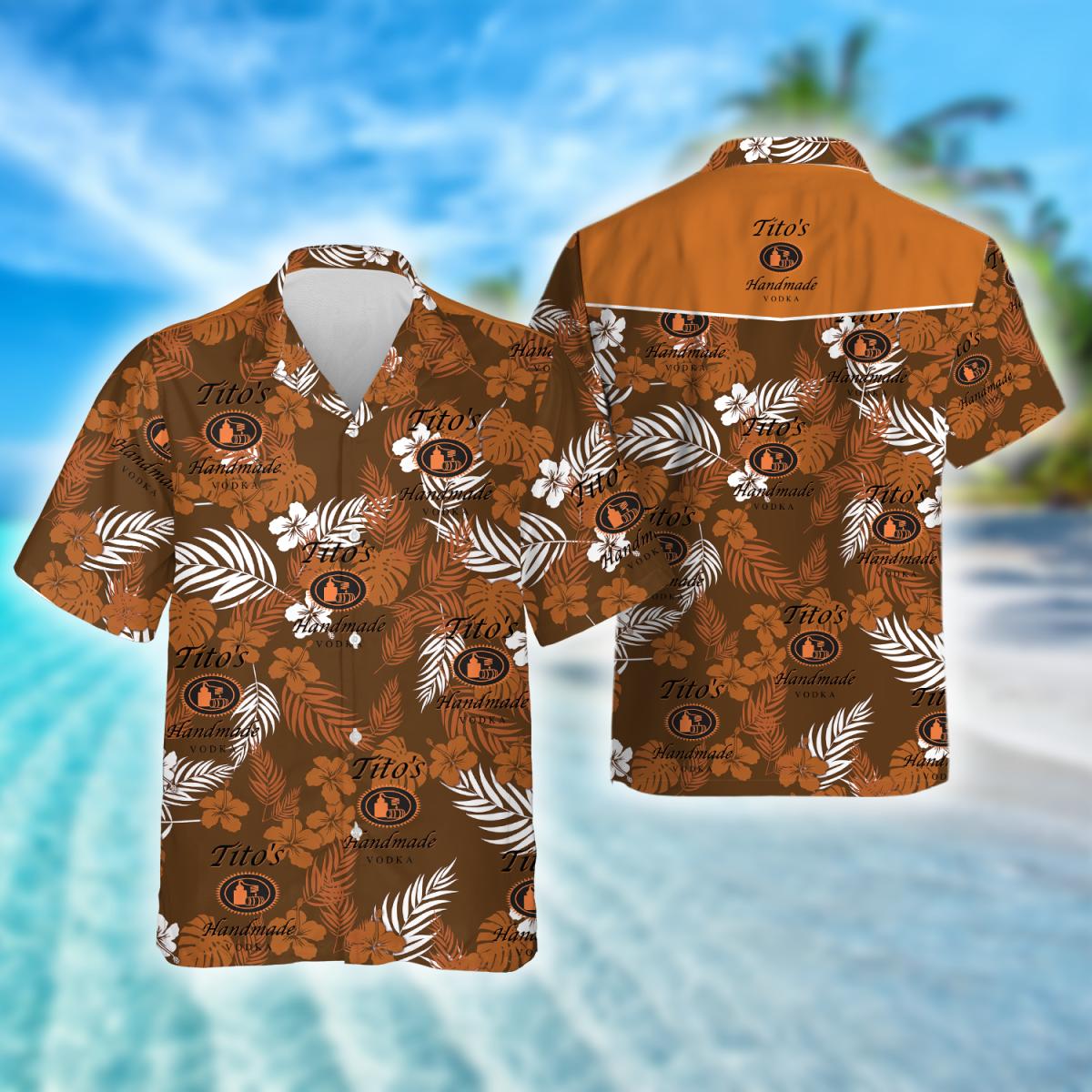 Tropical Tito's Handmade Vodka Vintage Hawaiian Shirt, Tito's Vodka Logo Aloha Summer Beach Shirts, Tito's Handmade Button Down Hawaiian Shirts