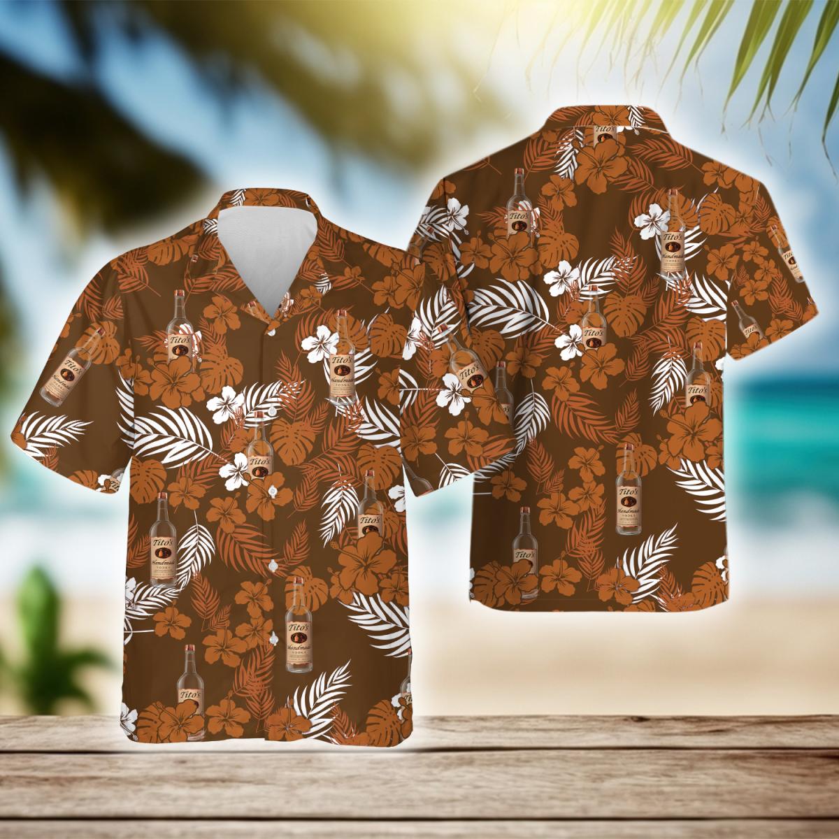 Tropical Tito's Handmade Vodka Vintage Hawaiian Shirt, Tito's Vodka Aloha Summer Beach Shirts, Tito's Handmade Button Down Hawaiian Shirts