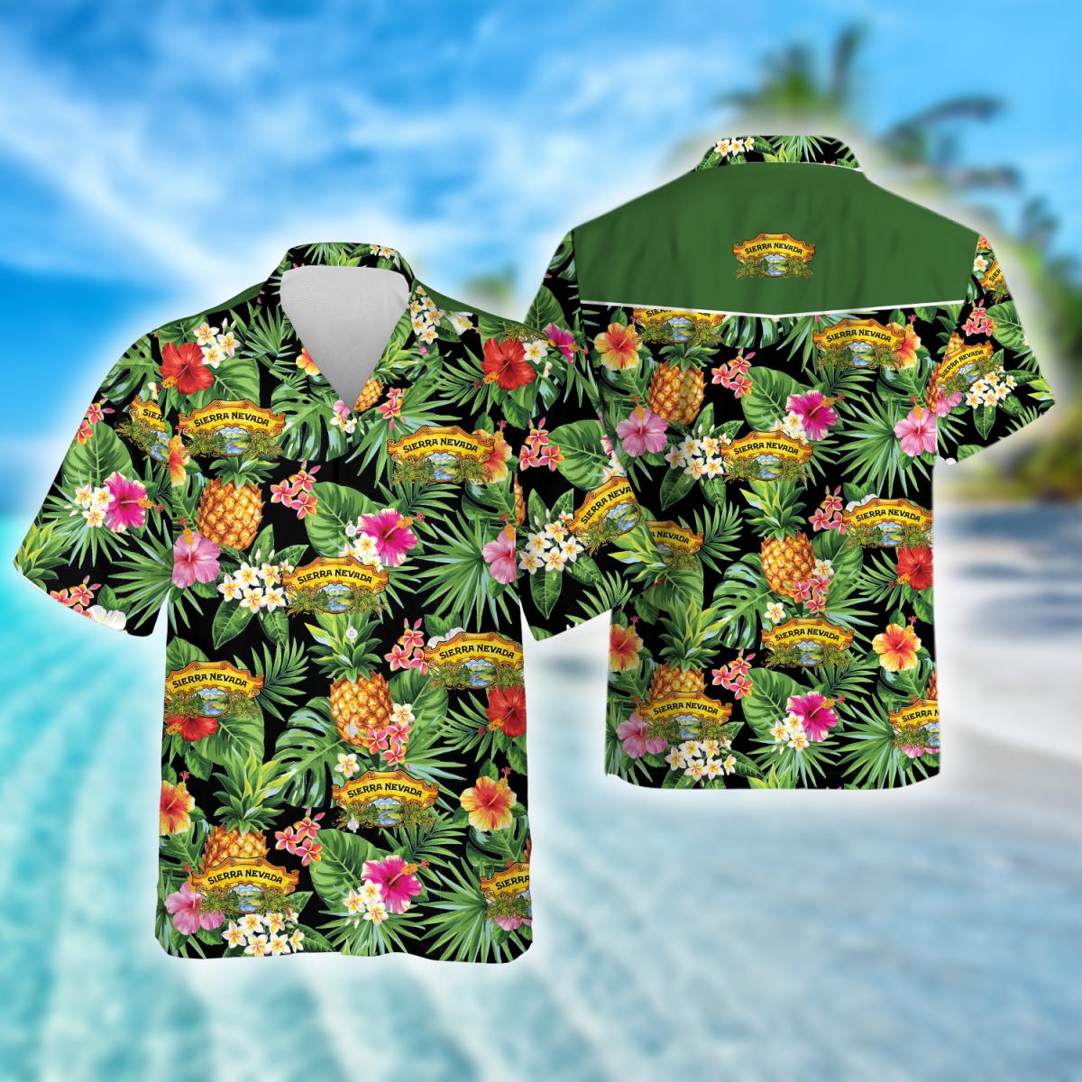 Tropical Leaf Pineapple Sierra Nevada Beer Hawaiian Shirt, Sierra Nevada Brewing Aloha Summer Shirts, Sierra Nevada Beer Button Up Hawaiian Shirt