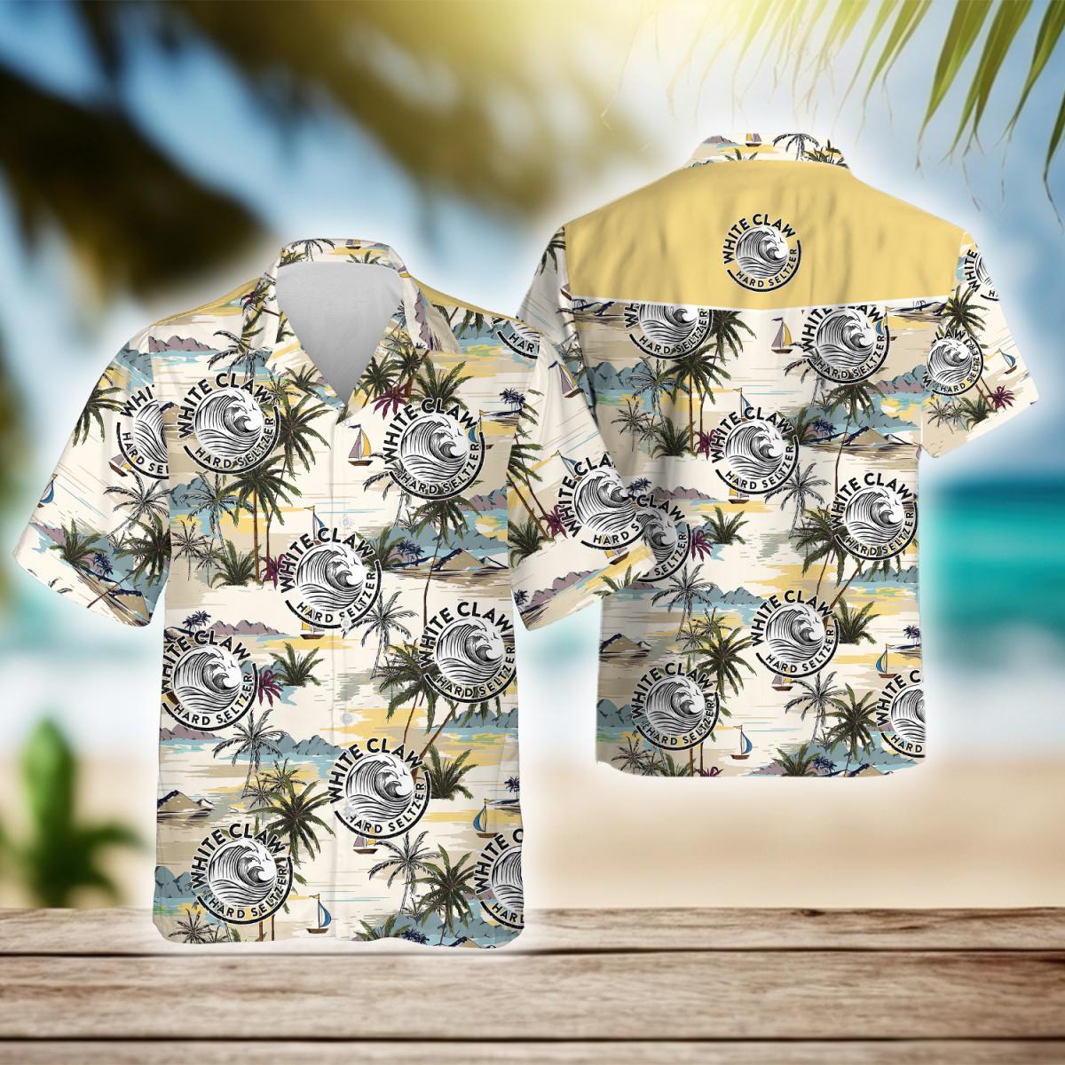 Tropical Island White Claw Hard Seltzer Hawaiian Shirts, White Claw Logo Print Aloha Summer Beach Shirts, White Claw Button Down Hawaiian Shirts