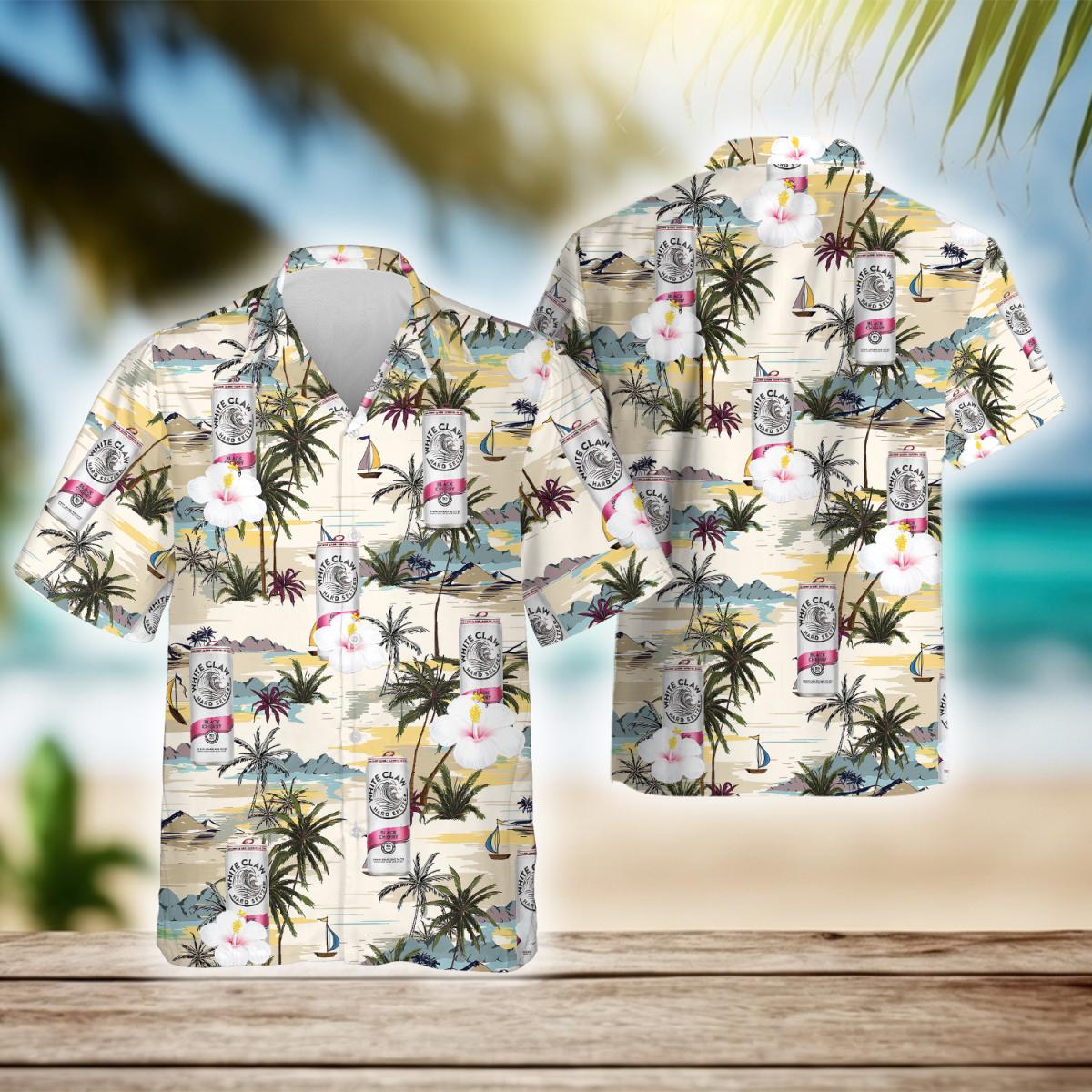 Tropical Island White Claw Hard Seltzer Hawaiian Shirts, White Claw Drink Aloha Summer Beach Shirts, White Claw Button Down Hawaiian Shirts