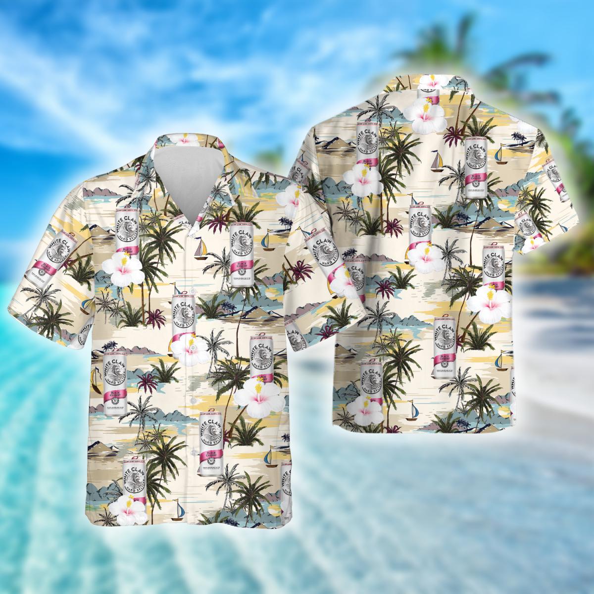 Tropical Island White Claw Hard Seltzer Hawaiian Shirts, White Claw Drink Aloha Summer Beach Shirts, White Claw Button Down Hawaiian Shirts