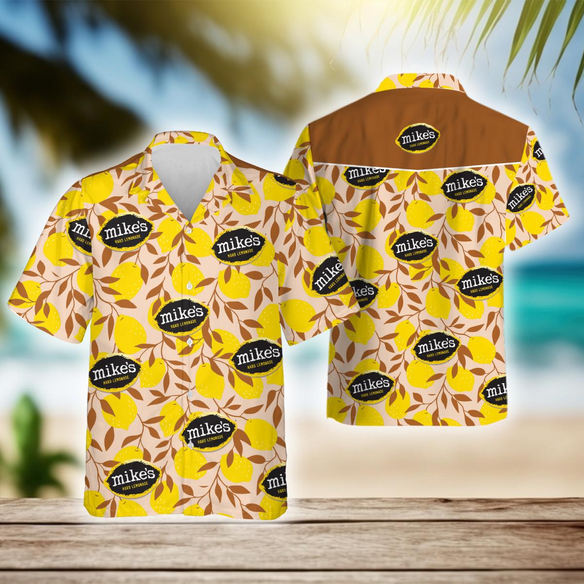 Tropical Mike's Hard Lemonade Hawaiian Shirt, Mike's Hard Logo Print Aloha Summer Beach Shirts, Mike's Hard Lemonade Button Down Hawaiian Shirts