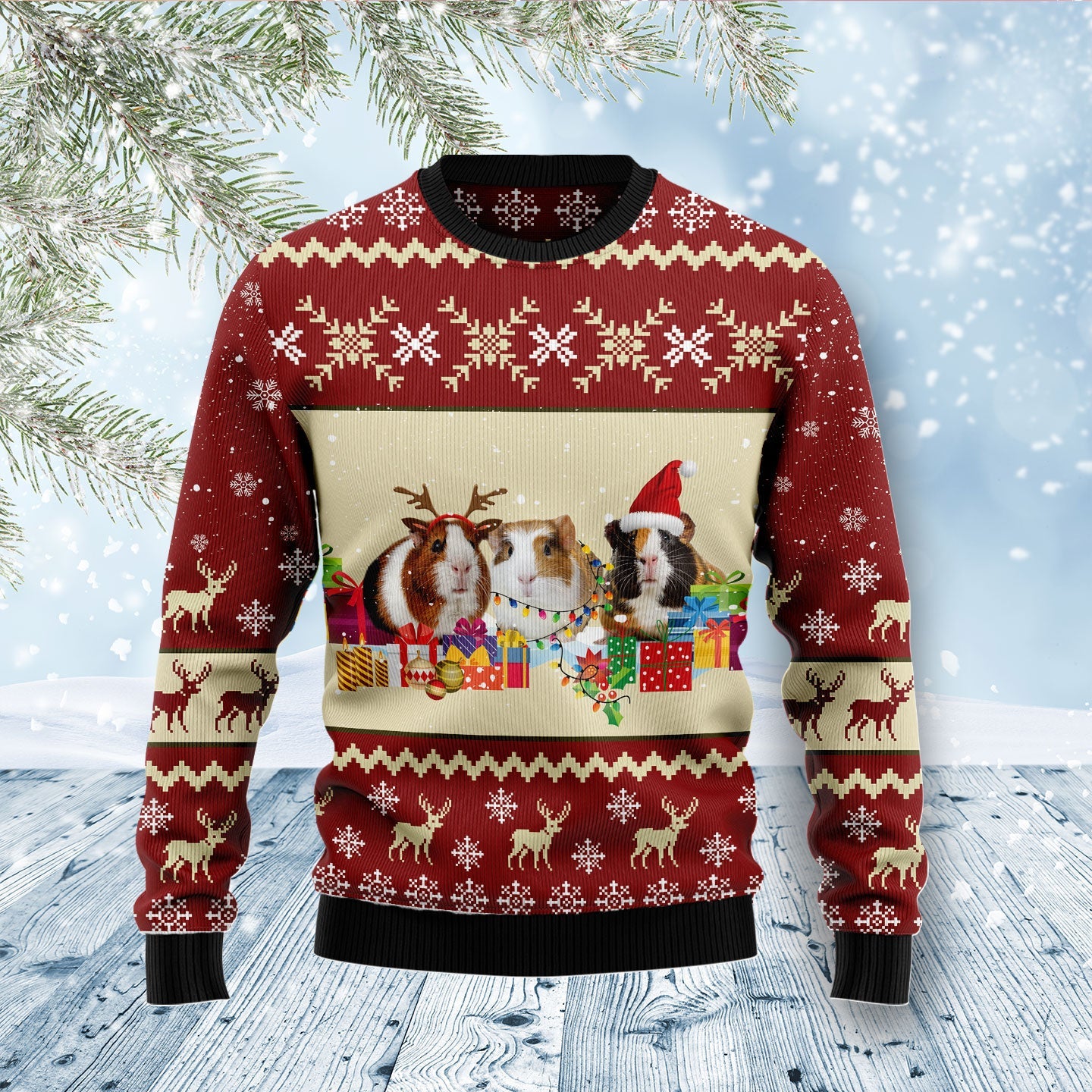 Christmas Guinea Pig Ugly Christmas Sweater, Guniea Pigmas Christmas Ugly Sweater, Guinea Pig Christmas Aop Crewneck Knitted Ugly Sweater