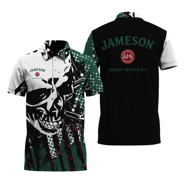Jameson Irish Whiskey Skull Legend 3d Printed Polo Shirt, Jameson Irish Whiskey Aop Polo Shirt, Jameson Whiskey Logo 3d Men's Polo Shirt
