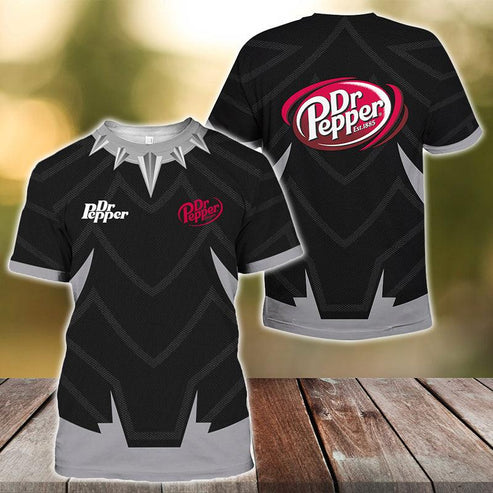 Dr Pepper Black Panther 3d T-shirt, Dr Pepper Black Panther Armor T-shirt, Dr Pepper Logo All Over Printed 3d T-shirt