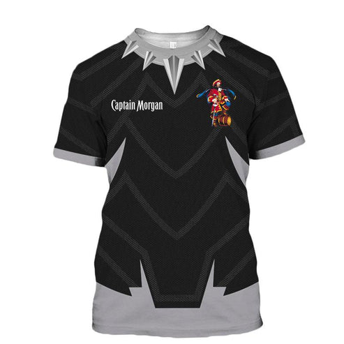 Captain Morgan Black Panther 3d T-shirt, Captain Morgan Black Panther Armor T-shirt, Captain Morgan Logo All Over Printed 3d T-shirt