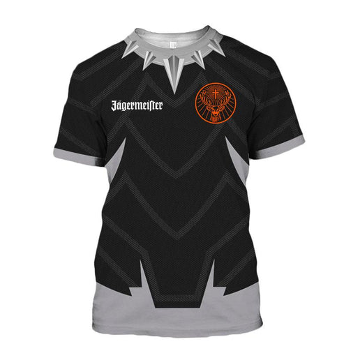 Jagermeister Black Panther 3d T-shirt, Jagermeister Black Panther Armor T-shirt, Jagermeister Logo All Over Printed 3d T-shirt