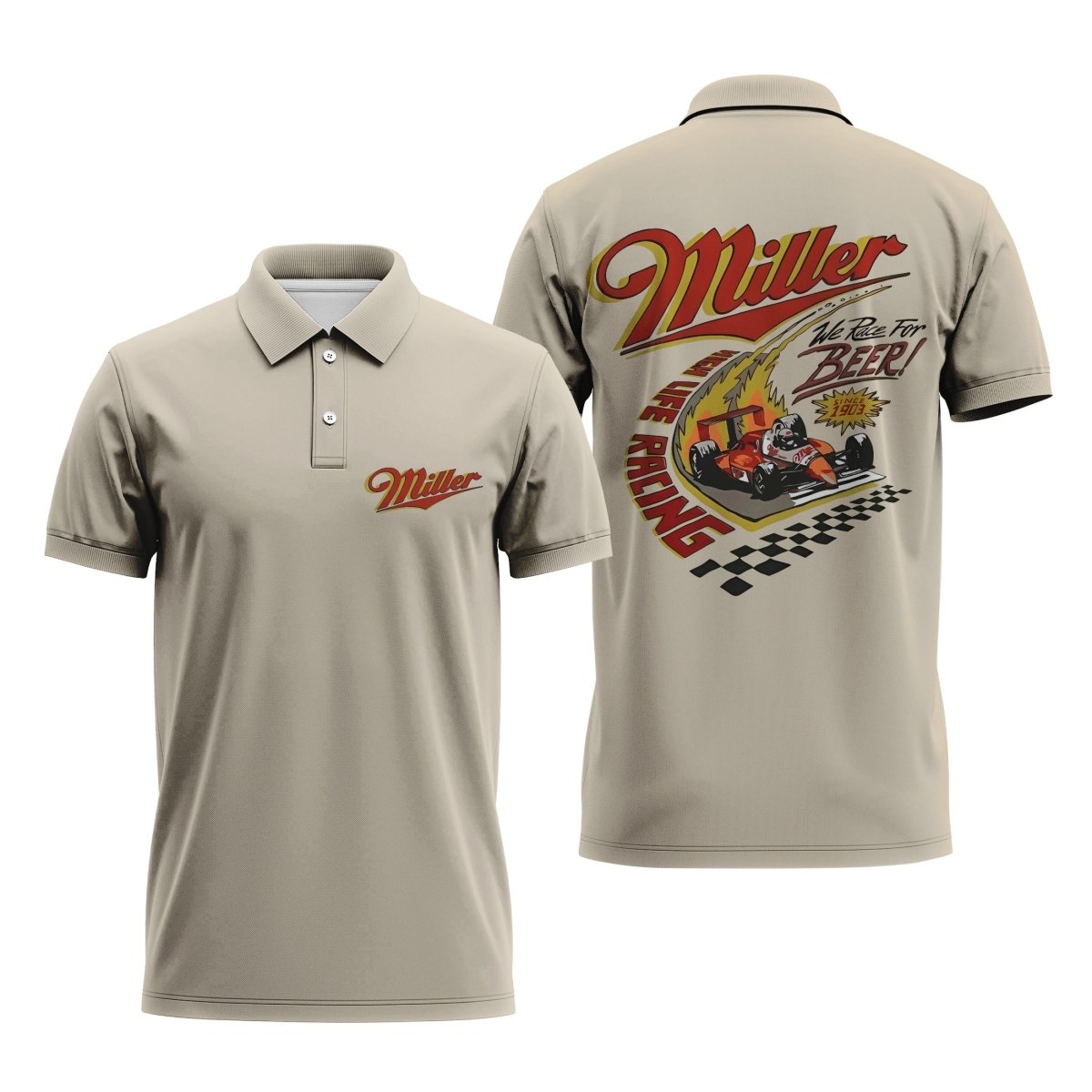 Miller High Life Racing Vintage Golf Polo Shirt, Miller High Life Racing Beer Retro Polo Shirt, Miller High Life Men's Short Sleeve Polo Shirt