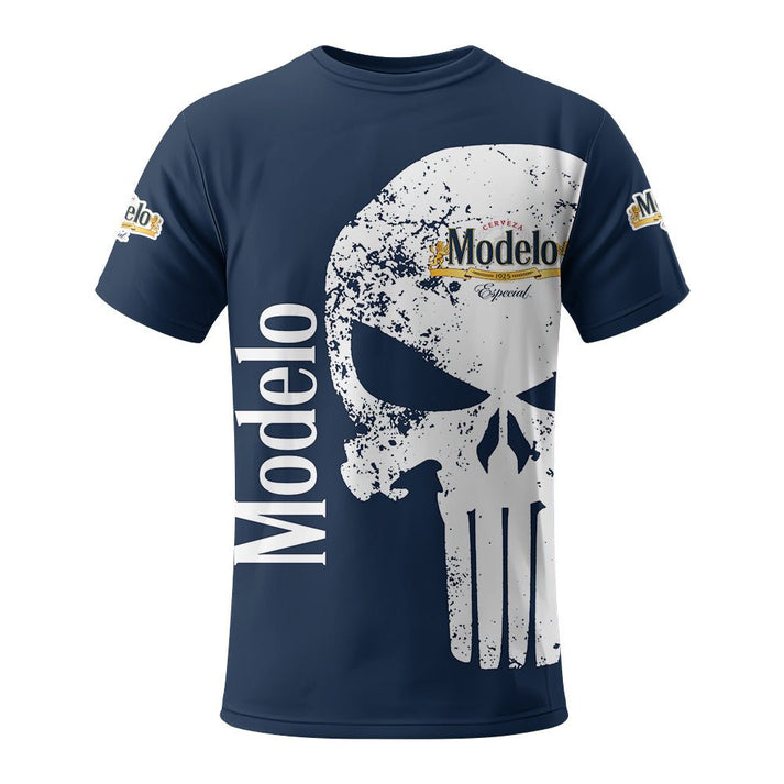 Cerveza Modelo Punisher Skull Us Flag 3d T-shirt, Cerveza Modelo Skull All Over Print T-shirt, Cerveza Modelo Unisex 3d T-shirt