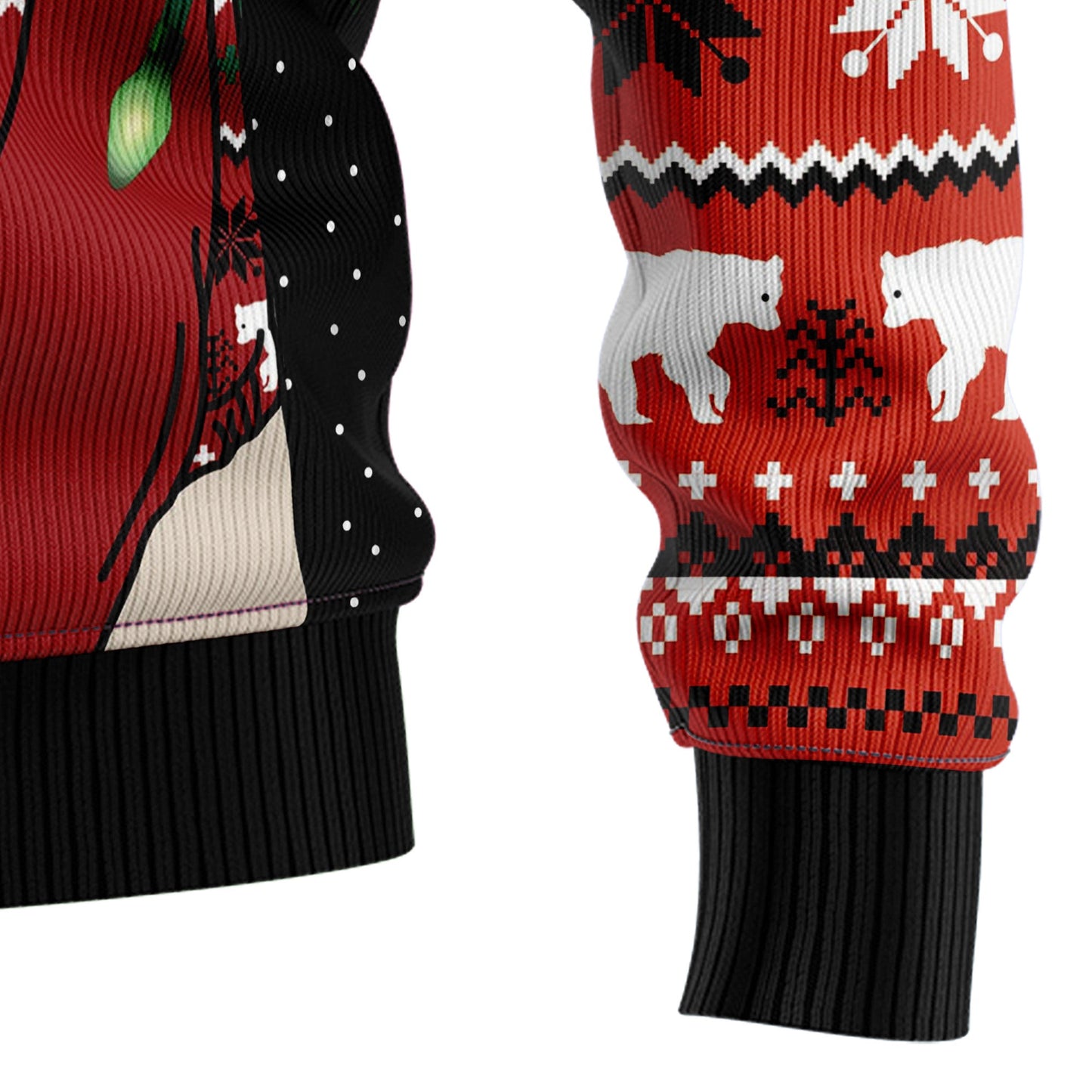 Let It Glow Polar Bear Ugly Christmas Sweater, Xmas Lights Polar Bear All-over Print Ugly Sweater, Polar Bear Xmas Crewneck Knitted Ugly Sweater