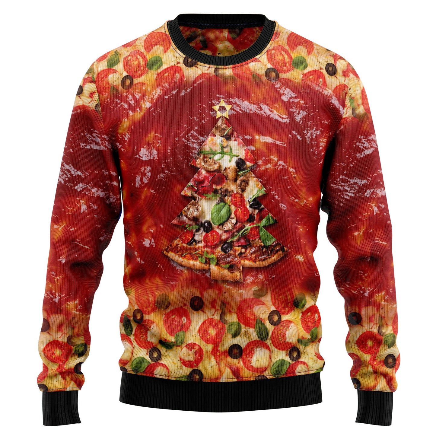 All I Want For Christmas Is Pizza Ugly Christmas Sweater, Pizza Christmas Tree 3d Printed Ugly Sweater, Pizza Lover Crewneck Knitted Ugly Sweater