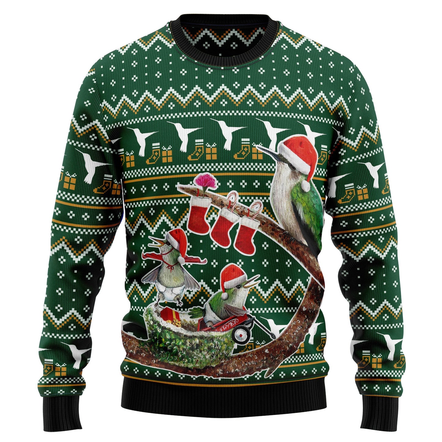 Christmas Hummingbird Family Ugly Christmas Sweater, Santa Hummingbirds Christmas Ugly Sweater, Hummingbird Aop Crewneck Knitted Ugly Sweater