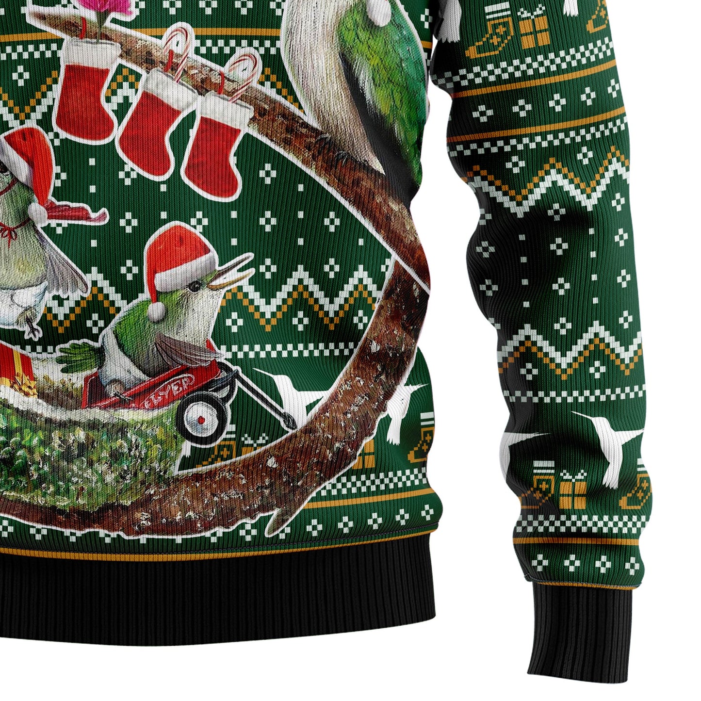 Christmas Hummingbird Family Ugly Christmas Sweater, Santa Hummingbirds Christmas Ugly Sweater, Hummingbird Aop Crewneck Knitted Ugly Sweater