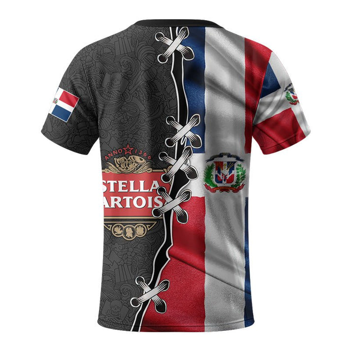 Stella Artois Dominican Republic Flag 3d T-shirt, Republic Flag Stella Artois Aop 3d T-shirt, Stella Artois Dominican Flag T-shirt