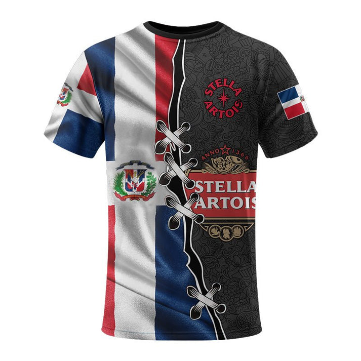 Stella Artois Dominican Republic Flag 3d T-shirt, Republic Flag Stella Artois Aop 3d T-shirt, Stella Artois Dominican Flag T-shirt