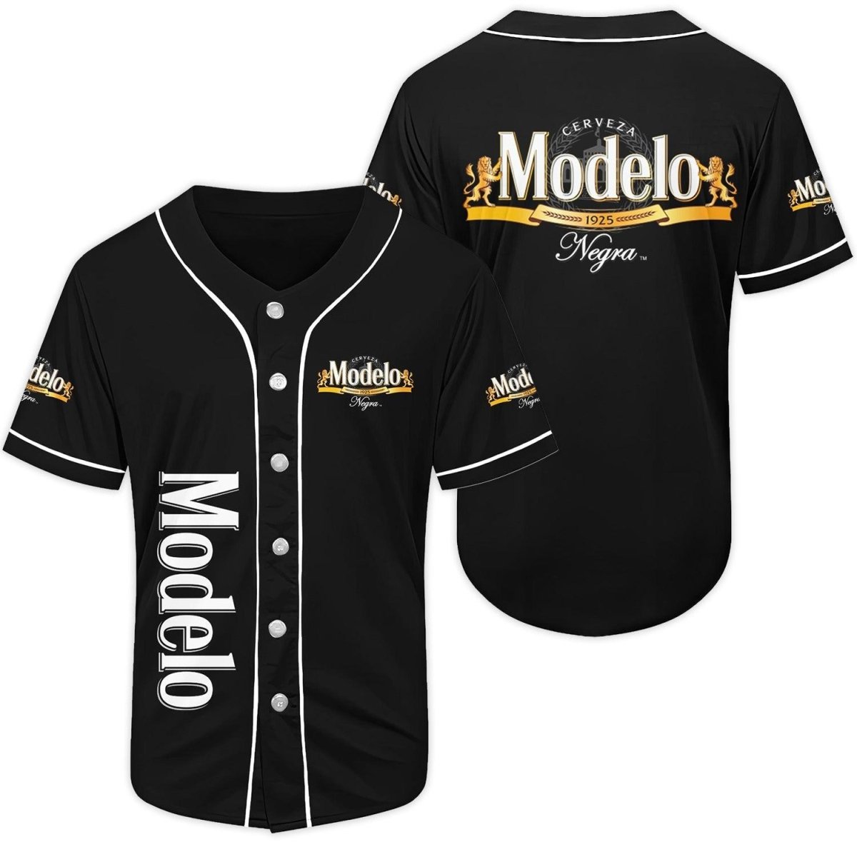 Black Modelo Negra Beer Baseball Jersey Shirts, Modelo Negra Black Baseball Jersey, Modelo Beer Logo Printed Unisex Baseball Jersey