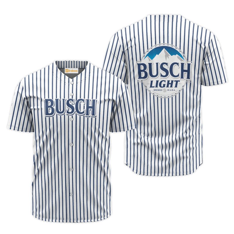 Busch Light Blue And White Striped Baseball Jersey Shirts, Busch Light Beer Striped Baseball Jersey, Busch Light Beer Unisex Baseball Jersey