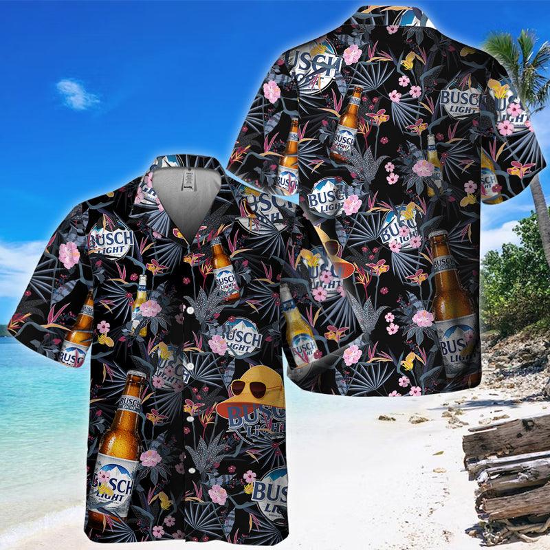 Tropical Floral Busch Light Beer Hawaiian Shirt For Men, Busch Light Aloha Button Down Short Sleeve Shirt, Busch Light Beer Summer Aloha Shirts