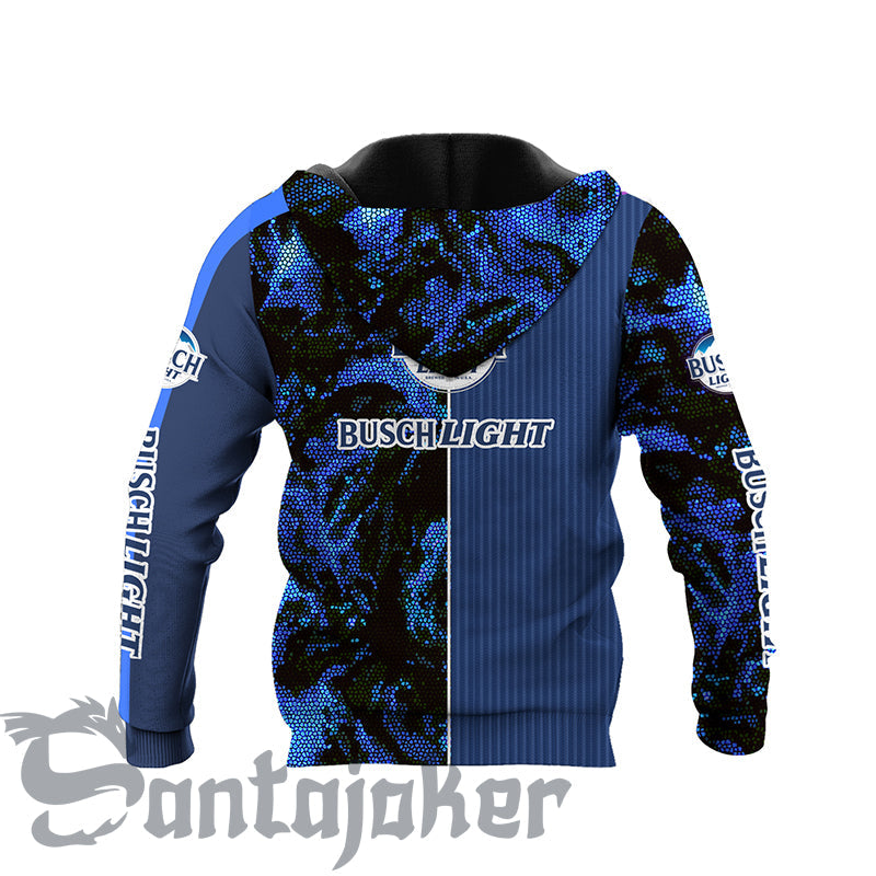 Personalized Busch Light Galaxy Mosaic Blue Hoodie, Busch Light Beer Pullover Hooded Sweatshirt, Blue Busch Light Logo Prints Unisex Zip Hoodie