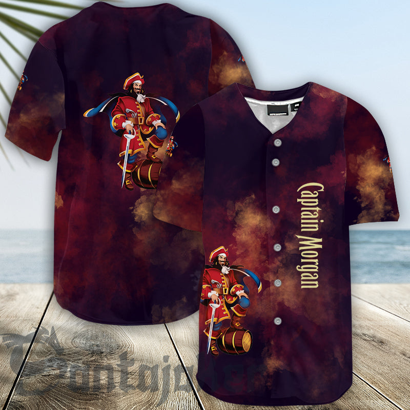 Captain Morgan Colorful Smoke Baseball Jersey Shirts, Captain Morgan Logo Printed 3d Baseball Jersey, Captain Morgan Unisex Baseball Jersey