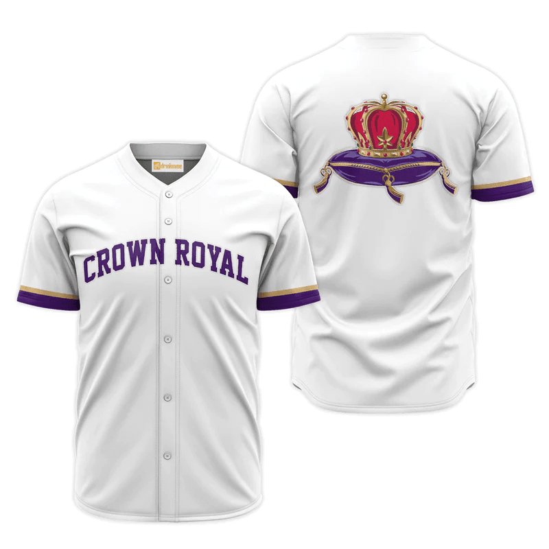 Crown Royal White Basic Baseball Jersey Shirts, Crown Royal Logo Printed Baseball Jersey, White Crown Royal Whisky Baseball Jersey