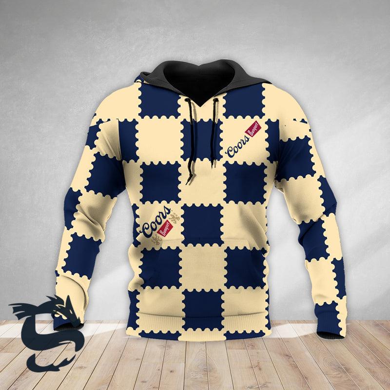 Gorgeous Gingham Coors Banquet Vintage Aop Hoodie, Coors Banquet Unisex Pullover Hooded Sweatshirt, Coors Banquet Logo Printed Unisex Zip Hoodie