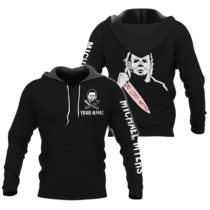 Personalized Michael Myers Black 3d Printed Hoodie, Halloween Michael Myers Pullover Hooded Sweatshirt, Horror Movies Michael Myers 3d Hoodies