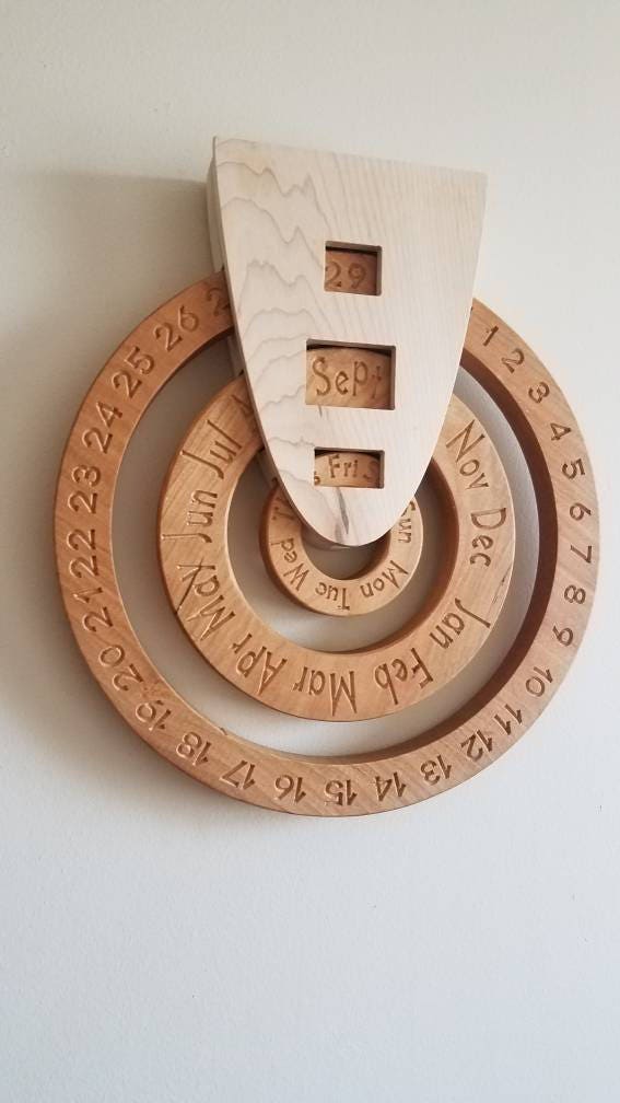 Perpetual calendar, wooden perpetual calendar, wood calendar, perpetual calender, never ending calendar,