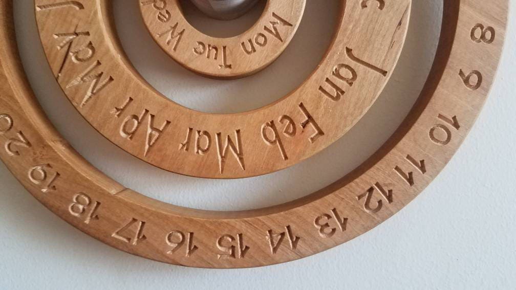 Perpetual calendar, wooden perpetual calendar, wood calendar, perpetual calender, never ending calendar,