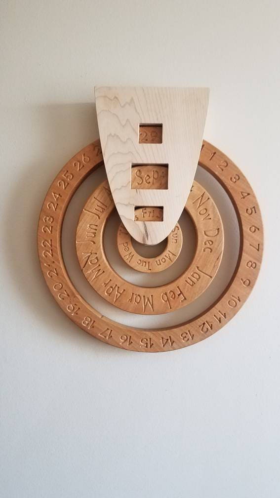 Perpetual calendar, wooden perpetual calendar, wood calendar, perpetual calender, never ending calendar,